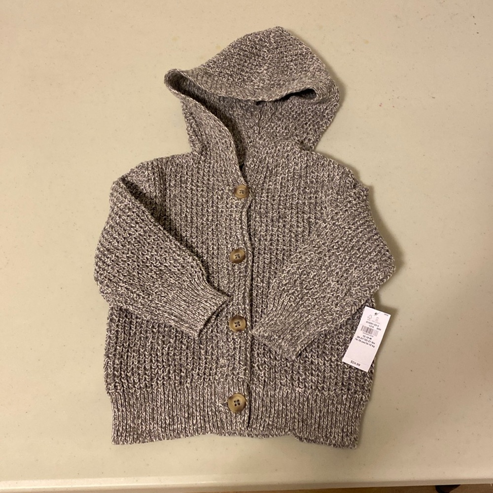 Hooded Button-Front Knit Cardigan for Baby